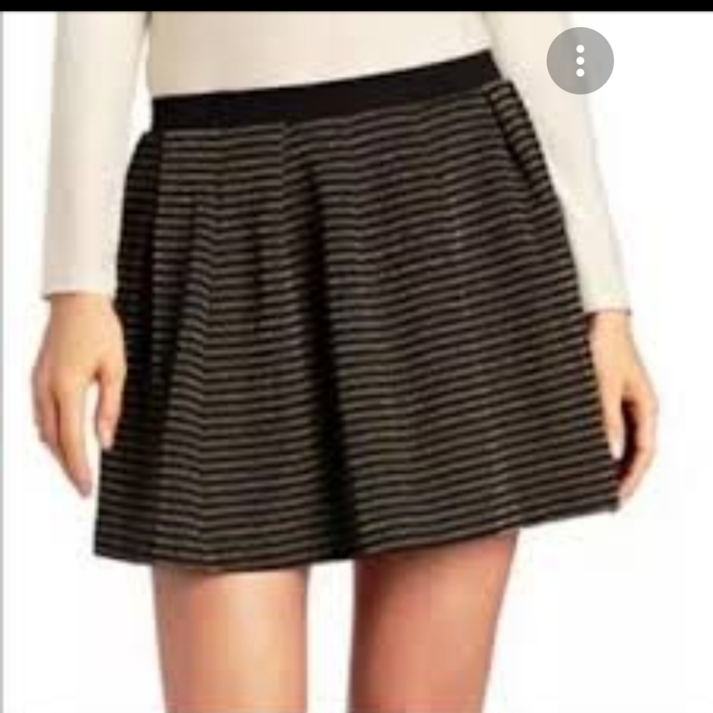 FRENCH CONNECTION Lara Lurex Gold Stripe Blk skirt